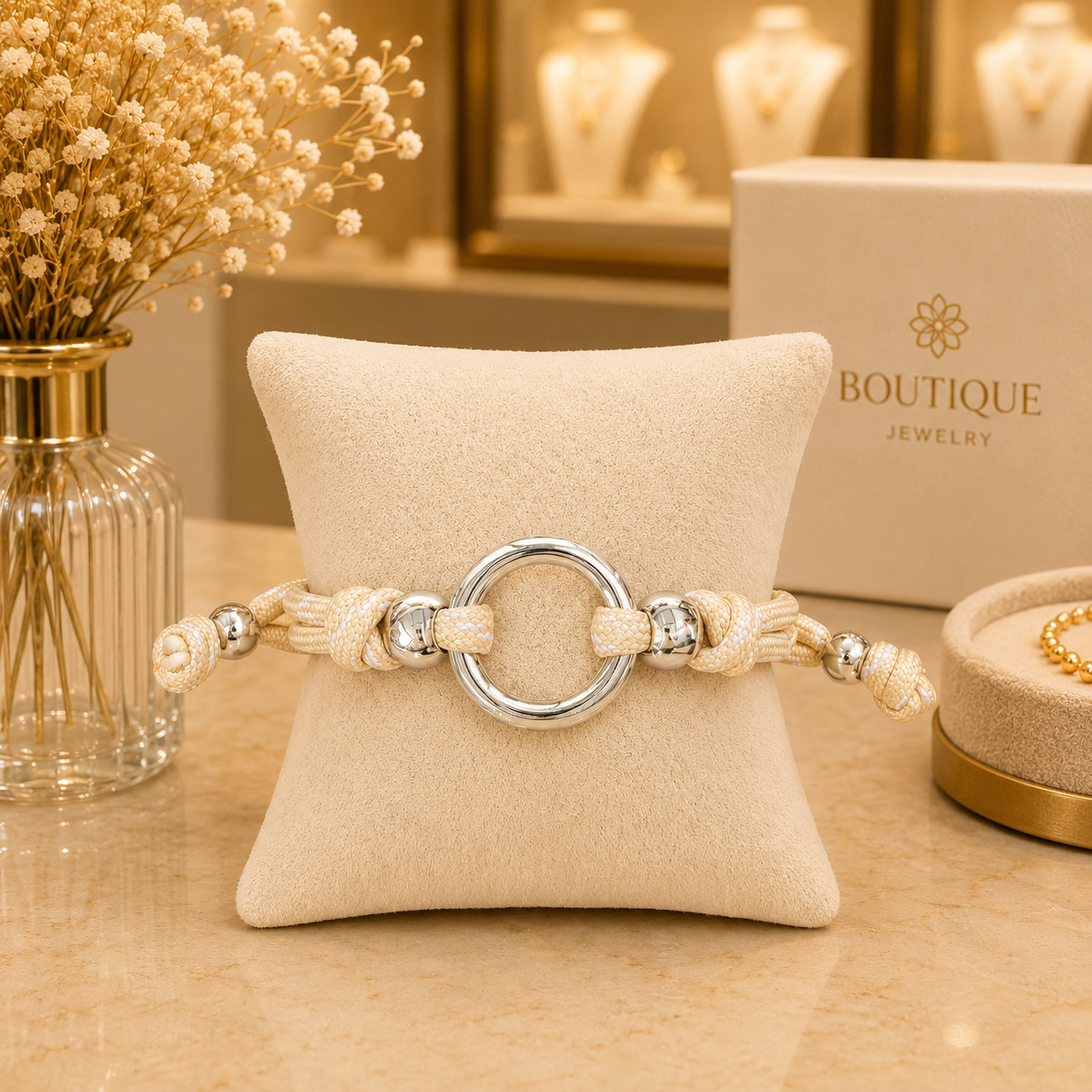 Silver Circle Rope Bracelet – Adjustable