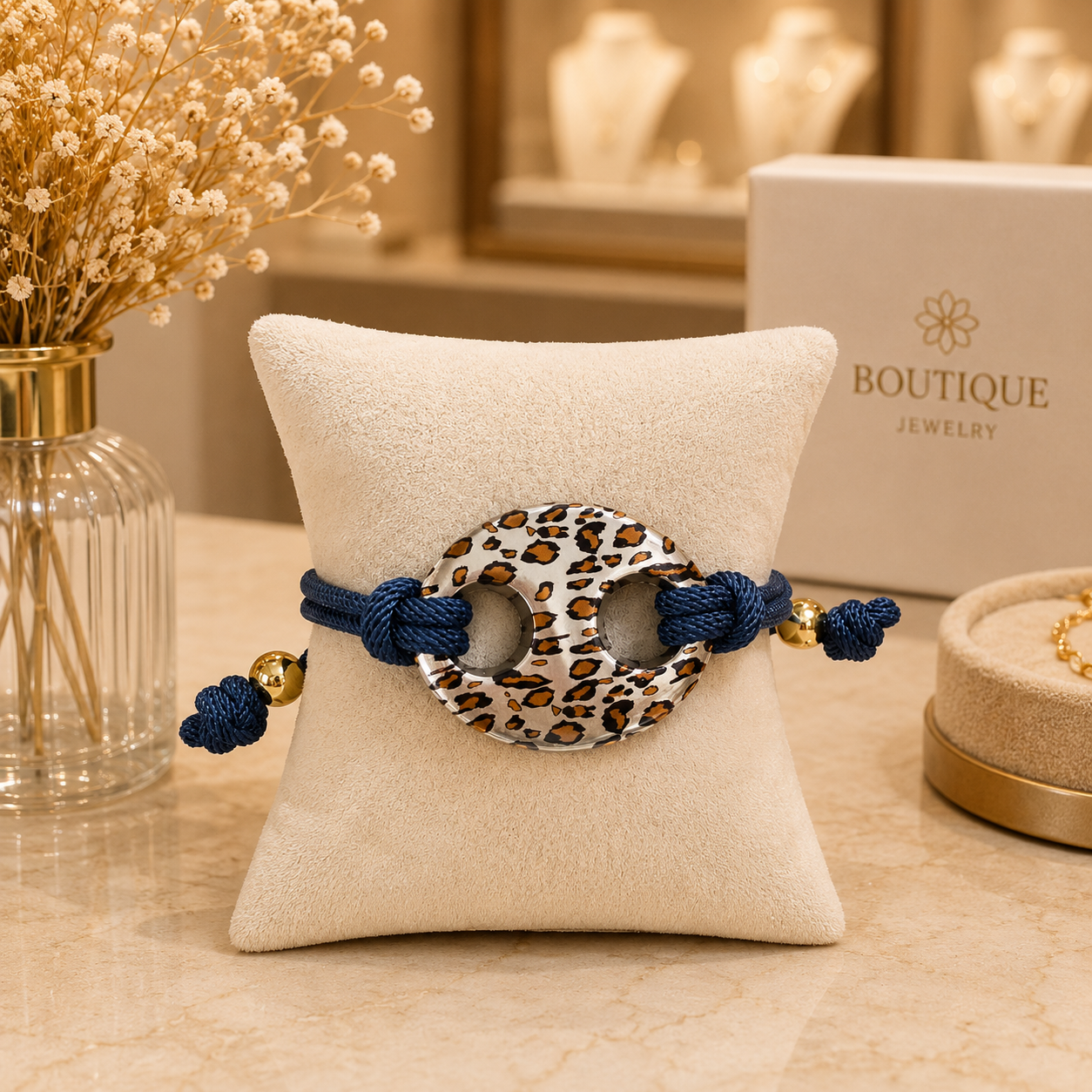 Leopard Print Statement Rope Bracelet – Adjustable