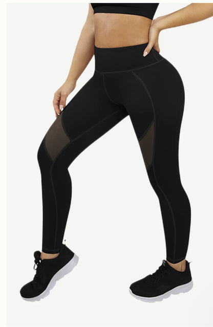 ShadowMesh Tulle Spliced Yoga Pants