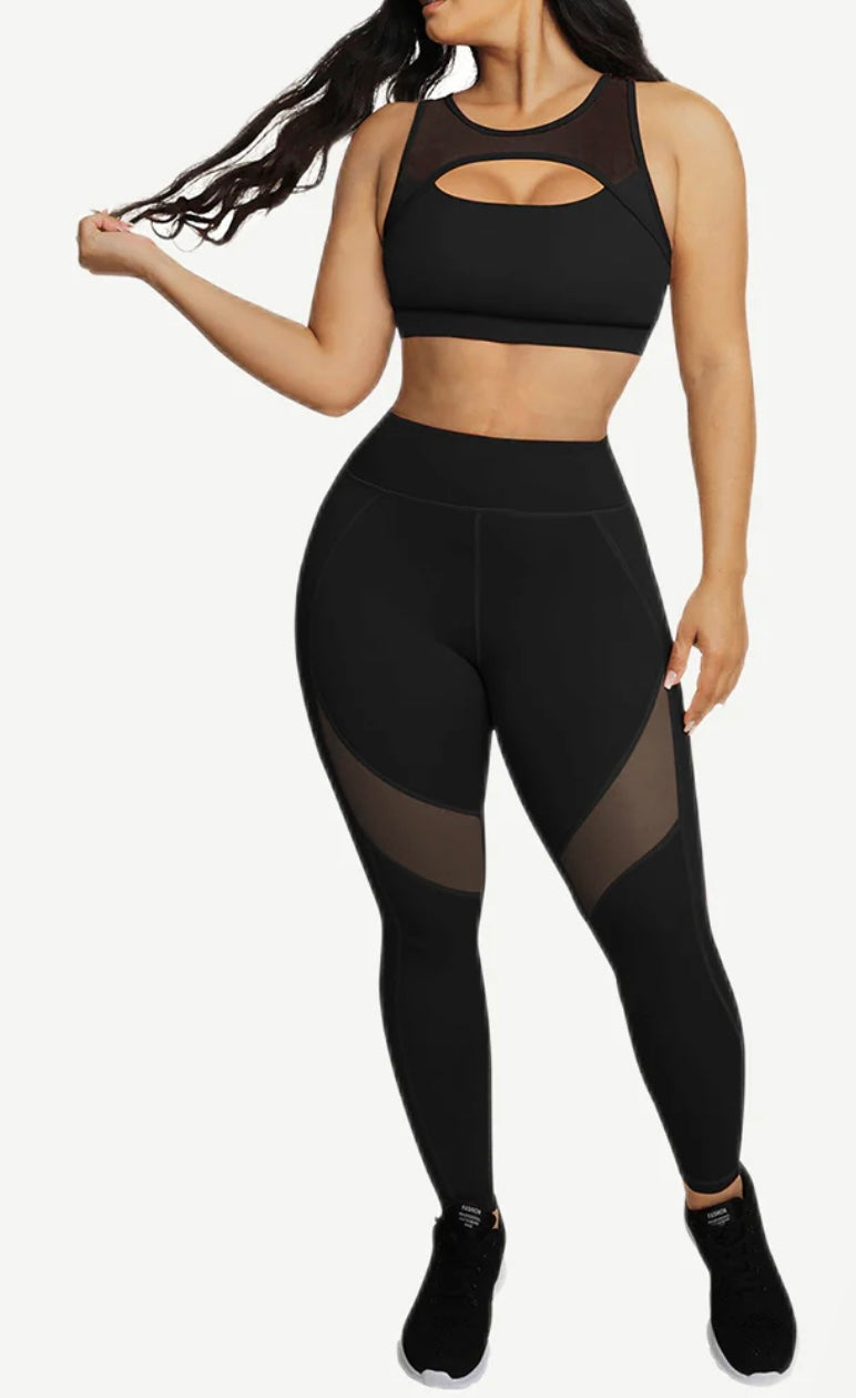 ShadowMesh Tulle Spliced Yoga Pants