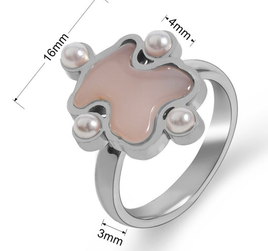 Blush Pearl Bear Ring