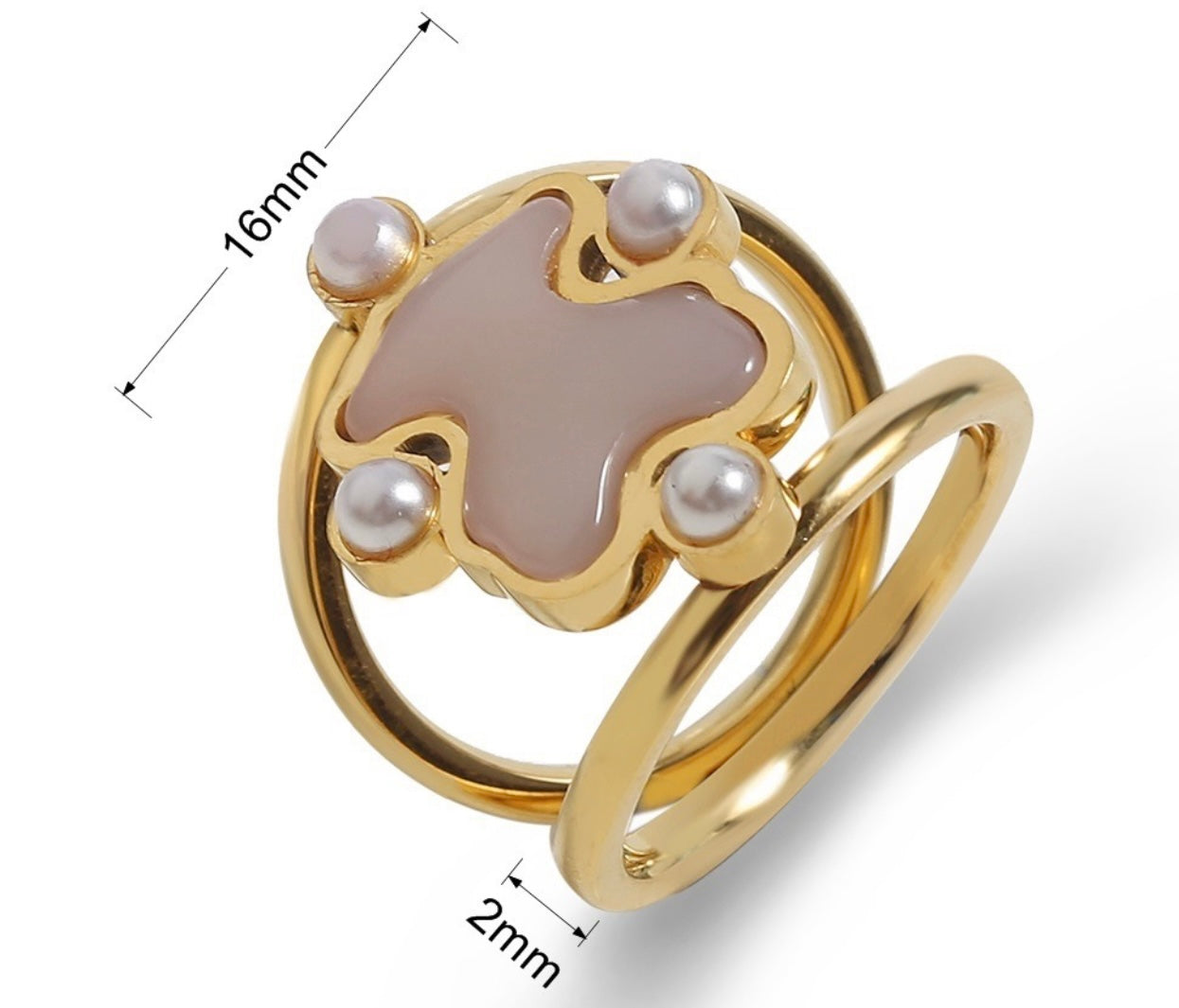 Pink Gold Double Bear Ring