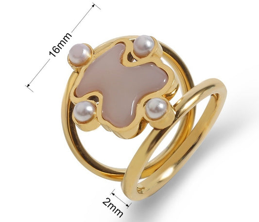 Pink Gold Double Bear Ring