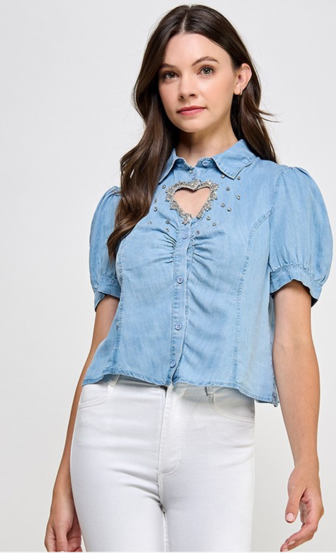 Heart of Shine Rhinestone Button-Down