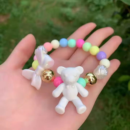 Bear Charm White Bracelet