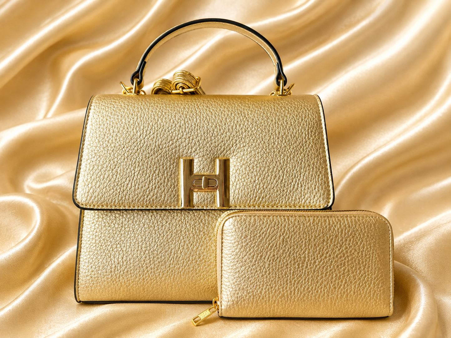 Elegant Handbag Set with Matching Wallet