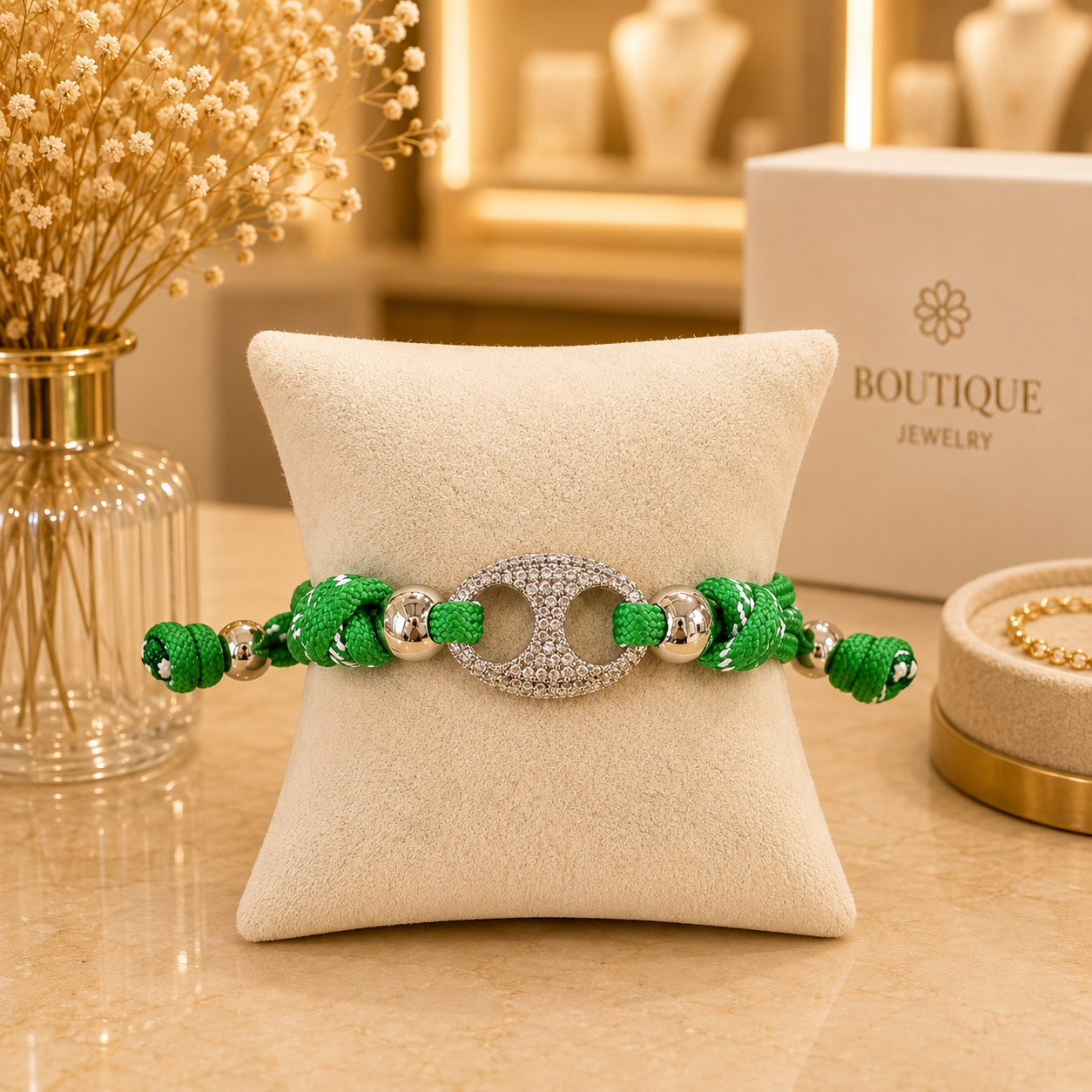 Adjustable Braided Crystal Bracelet