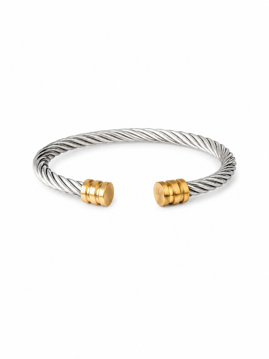 Two-Tone Twisted Cable Cuff Bracelet
