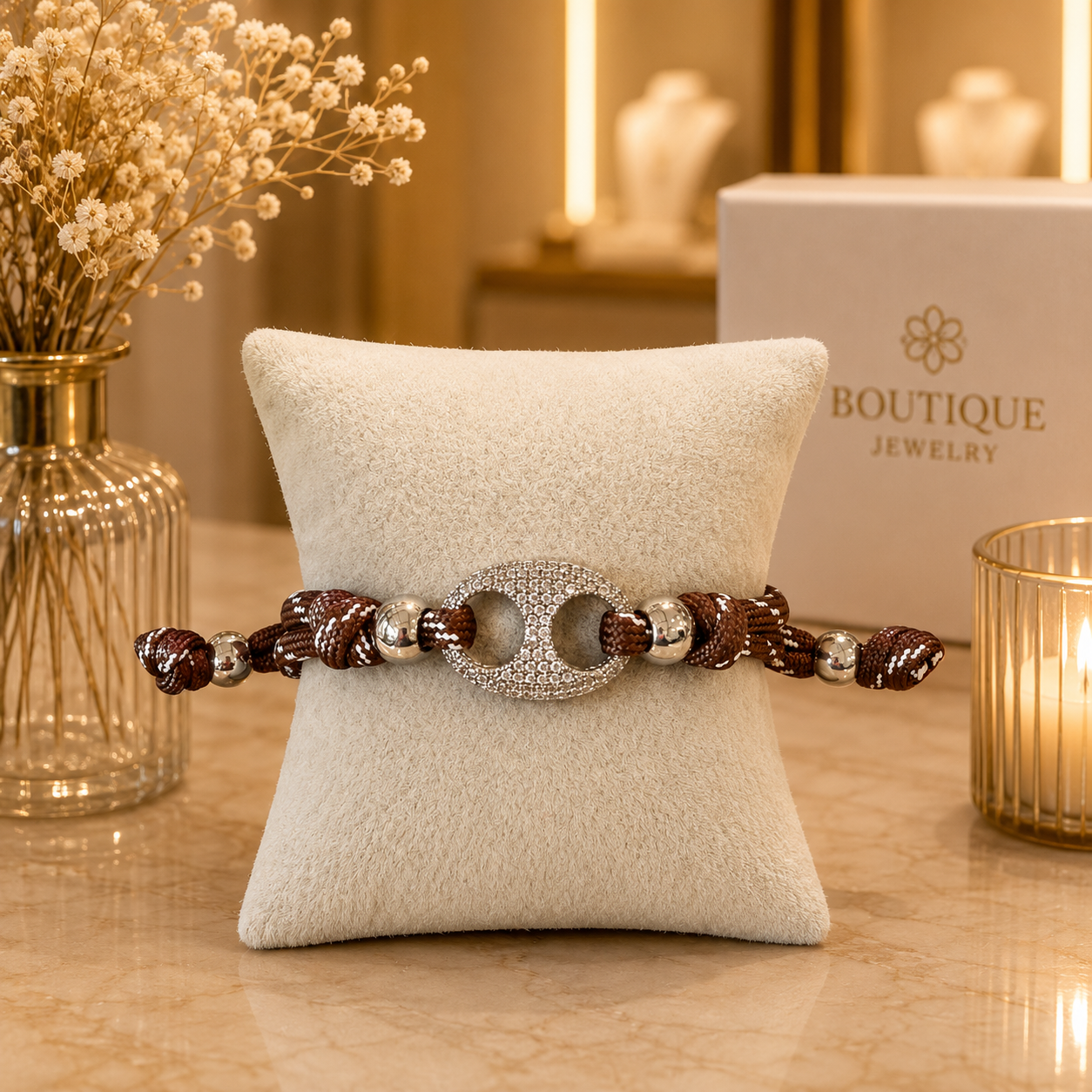 Adjustable Braided Crystal Bracelet